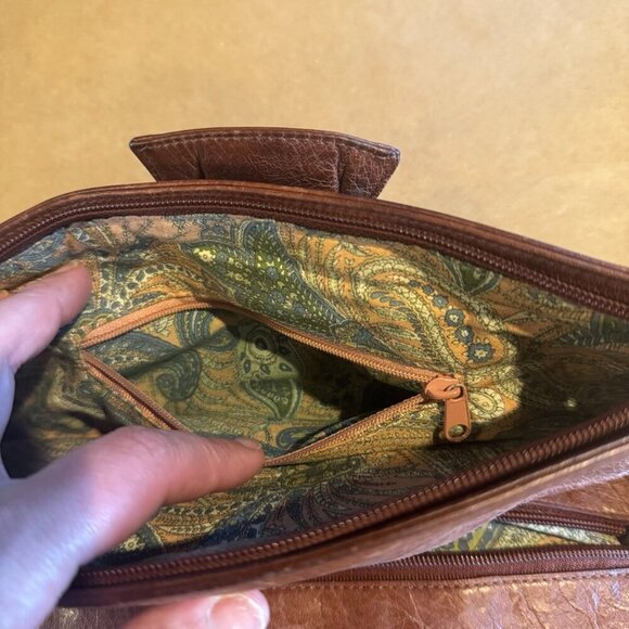 HOBO International Brown Leather Envelope Foldover Zip Clutch - Picture 5 of 7